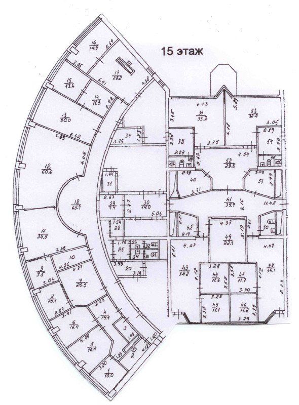 План офиса 756 кв.м Башня 2000